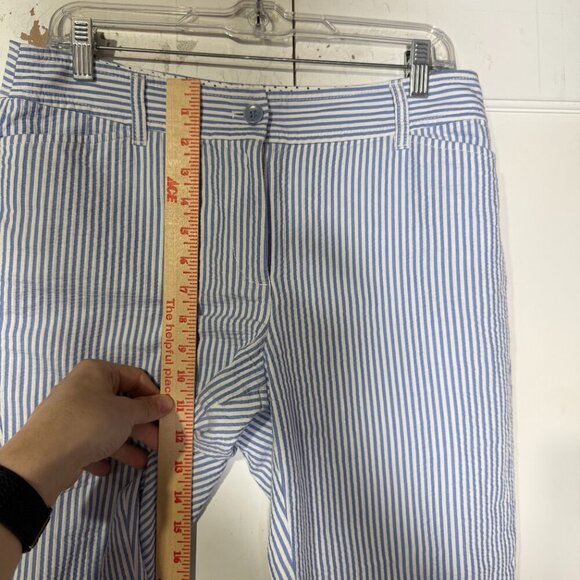 Talbots Seersucker The Perfect Crop Pant Cropped Pants Blue White Stripe Size 8P - Picture 6 of 12